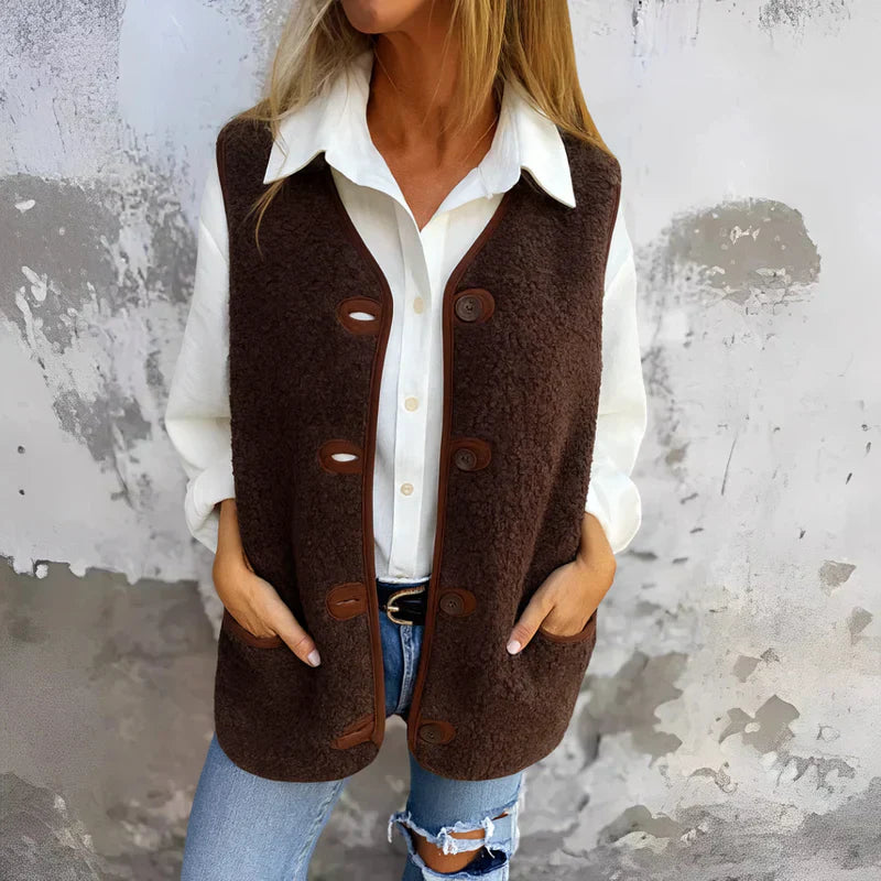 Mirella™ | Gilet Teddy Morbido con Bottoni Eleganti