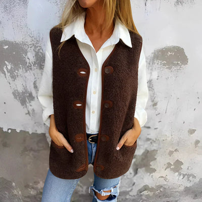 Mirella™ | Gilet Teddy Morbido con Bottoni Eleganti