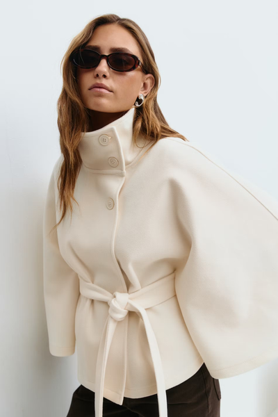 Loreza™ | Cappotto Elegante con Cintura & Collo Alto