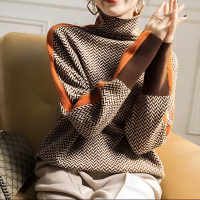 Vera™ | Maglione Collo Alto a Righe Couture