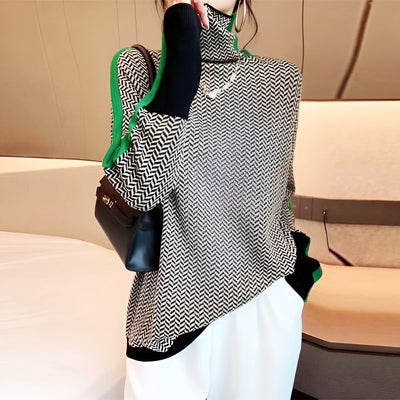 Vera™ | Maglione Collo Alto a Righe Couture