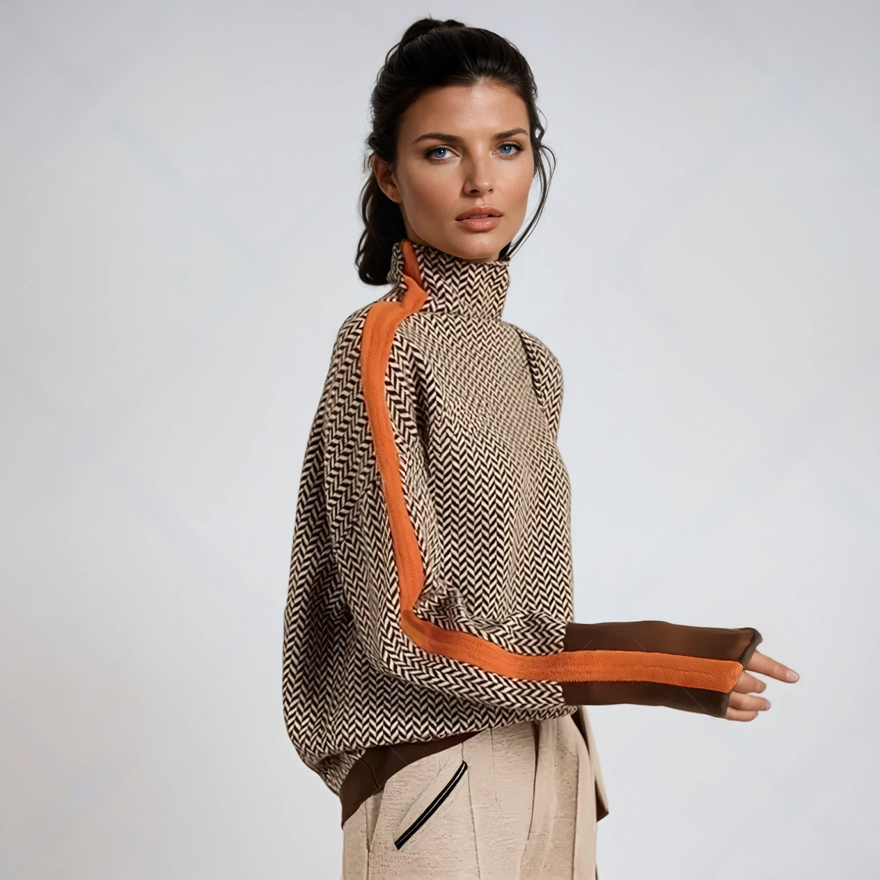 Vera™ | Maglione Collo Alto a Righe Couture