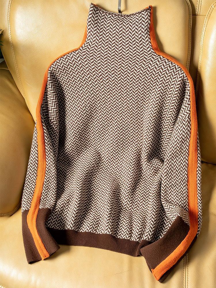 Vera™ | Maglione Collo Alto a Righe Couture