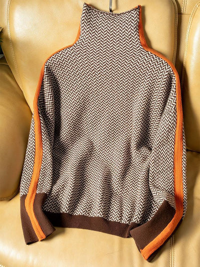 Vera™ | Maglione Collo Alto a Righe Couture